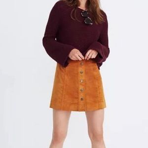 Madewell Snap Front Velveteen Skirt